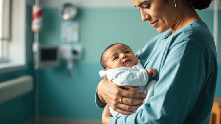 mother holding a baby
